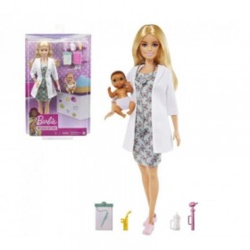 Muñeca Barbie Doctora Con Bebé Mattel