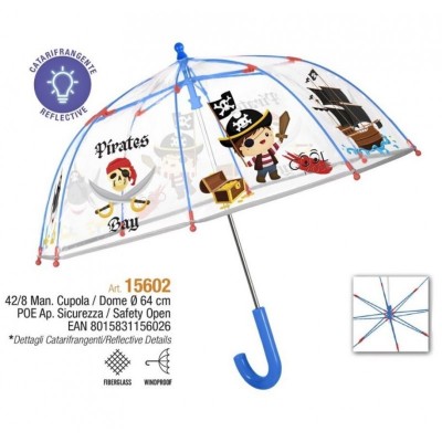 Paraguas Niño 42/8 Manual Poe Piratas Fibra Vidrio