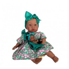 Muñeca Alika con Bebe y Vestido Verde