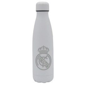 Real Madrid Botella Blanca con Plata Rubberizada de Doble Pared