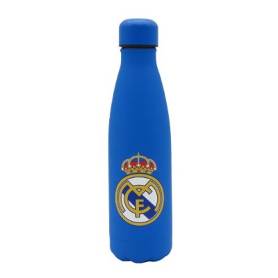 Real Madrid Botella Azul con Color Rubberizada de Doble Pared