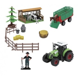 Set Granja 19 Pzas Con Tractor,Animales Y Figuras T01047